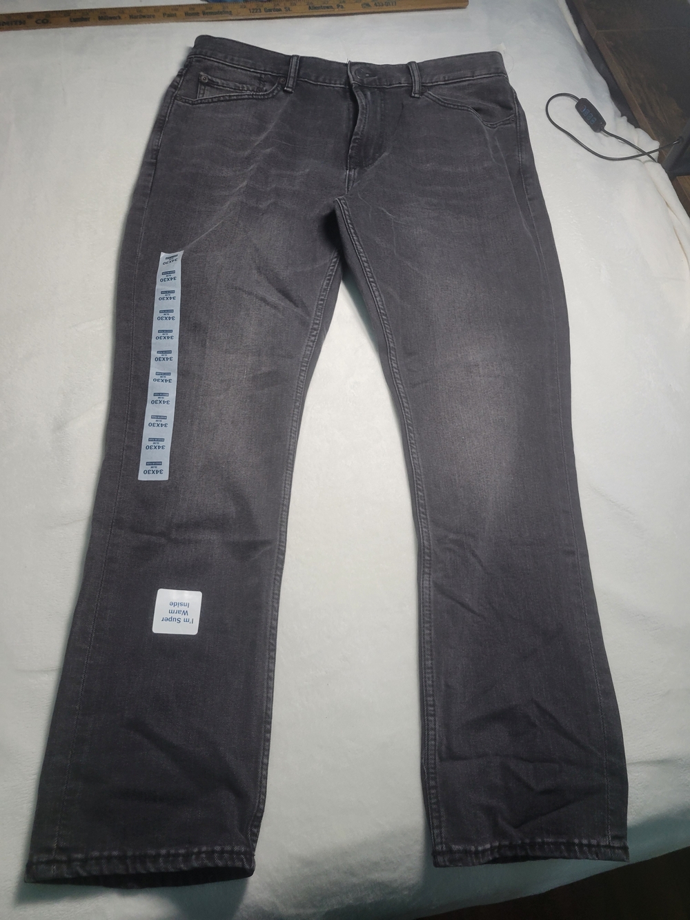 Old Navy Charcoal Gray Straight-Leg Jeans 34x30 Slim